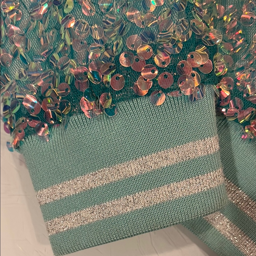 Hannah Banana Sequin Embellished Jacket in Teal and Silver EUC ⭐️ - Picture 3 of 6